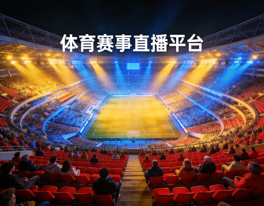 体育赛事现场全景，观众席与球场灯光构成平台介绍配图